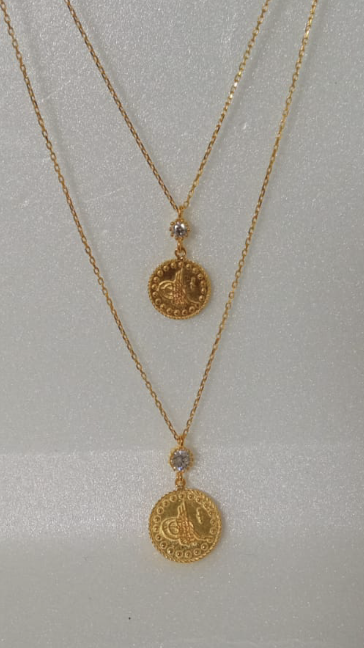 BEYAZ TAŞLI İKİLİ TUGRA KOLYE