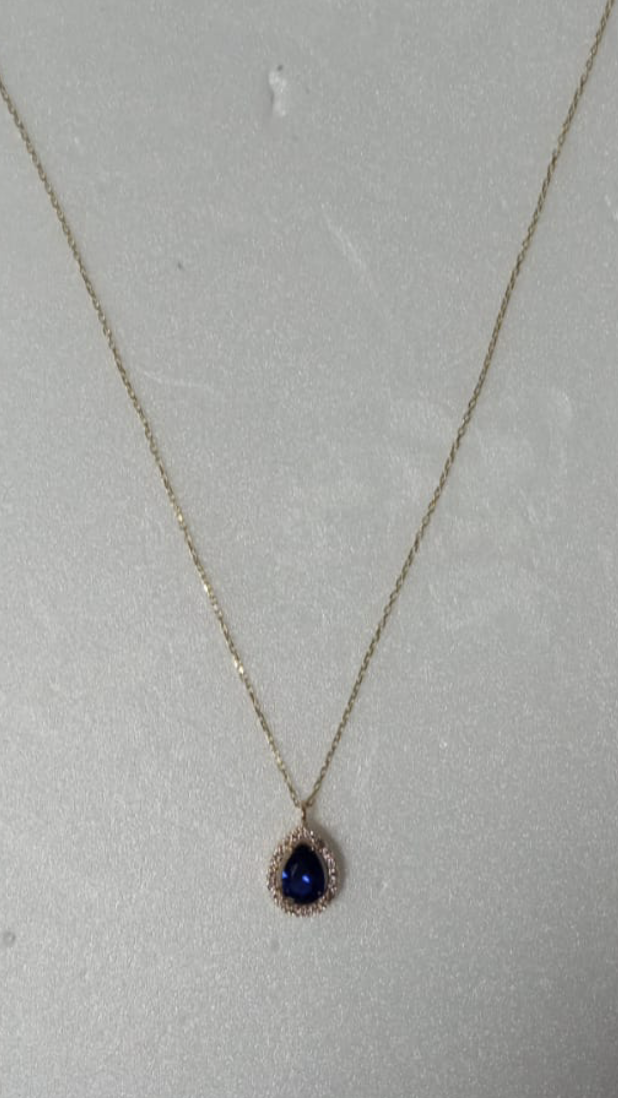 BÜYÜK BOY MAVİ TAŞLI TEKTAŞ DAMLA KOLYE