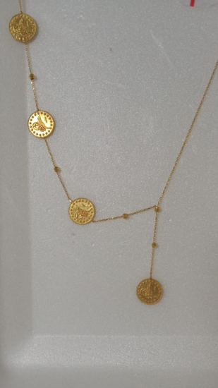 ÜÇ SIRA DORKİKALI SALLANTILI TUGRA KOLYE