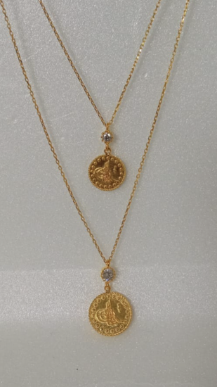 BEYAZ TAŞLI İKİLİ TUGRA KOLYE