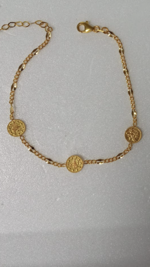 ÜÇLÜ KÜCÜK BOY TUGRALI DİZAYN FİGARO ZİNCİR BİLEKLİK