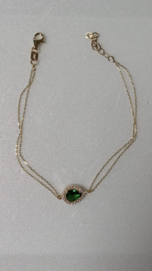 BÜYÜK BOY YEŞİL TAŞLI TEKTAŞ DAMLA BİLEKLİK