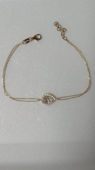 BÜYÜK BOY BEYAZ TAŞLI TEKTAŞ DAMLA BİLEKLİK