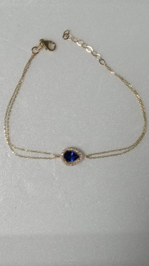 BÜYÜK BOY MAVİ DAMLA TAŞLI TEKTAŞ BİLEKLİK