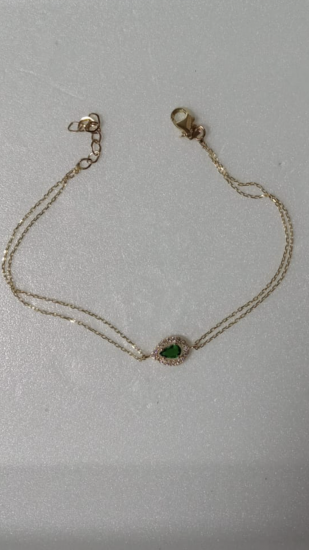 KÜCÜK BOY YEŞİL DAMLA TAŞLI TEKTAŞ BİLEKLİK