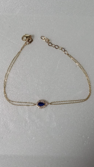 KÜCÜK BOY MAVİ DAMLA TAŞLI TEKTAŞ BİLEKLİK